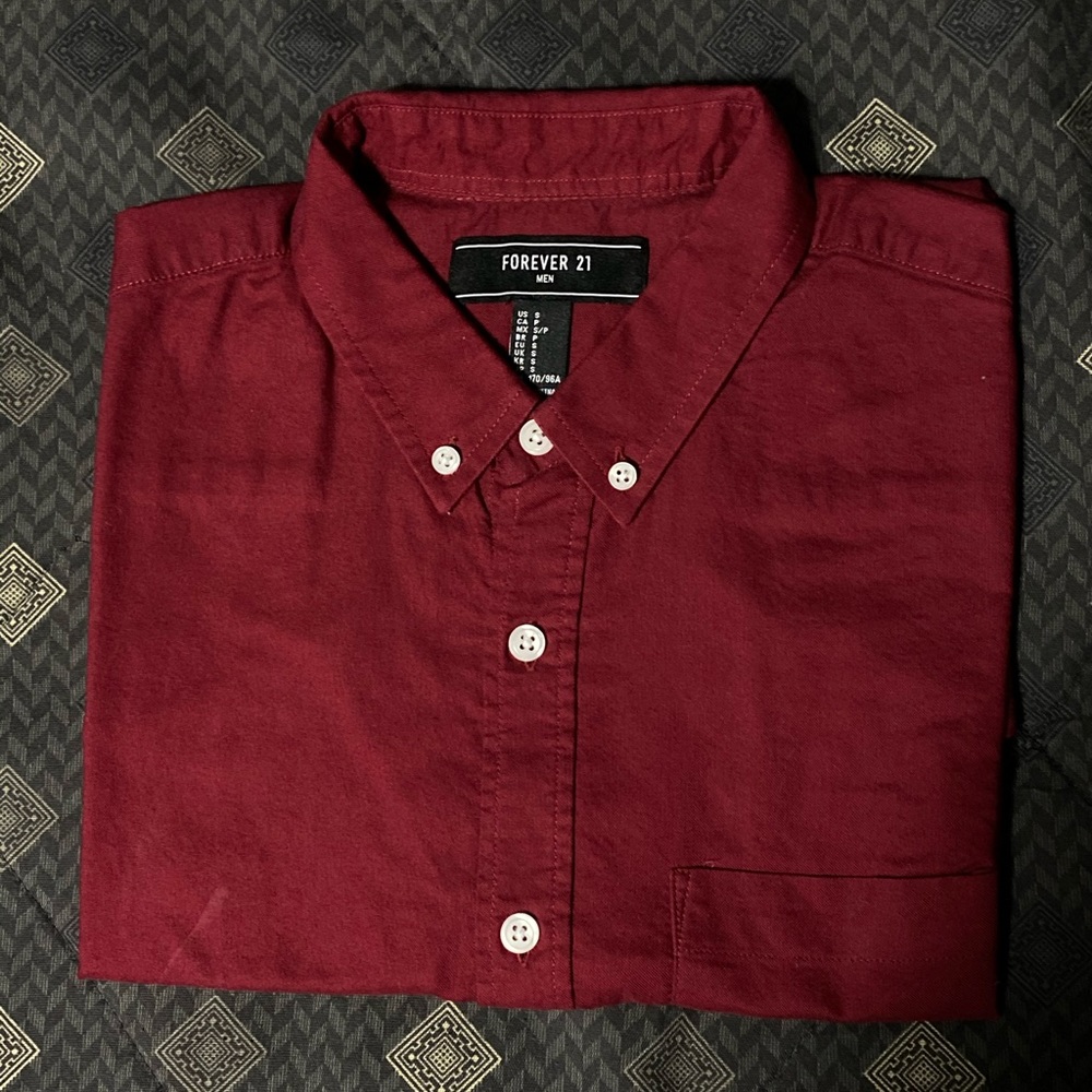 Solid Red Button Up